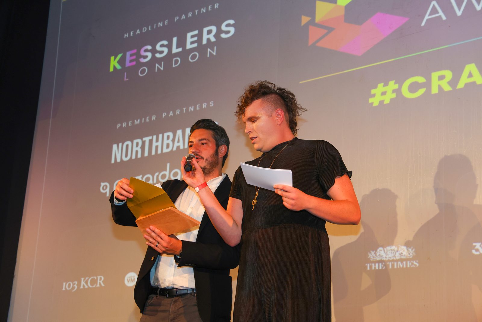 Kesslers London, Headline Partner, on the main stage screen