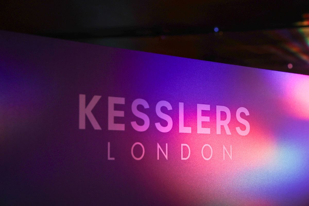 Kesslers London branding projected inside The Clapham Grand