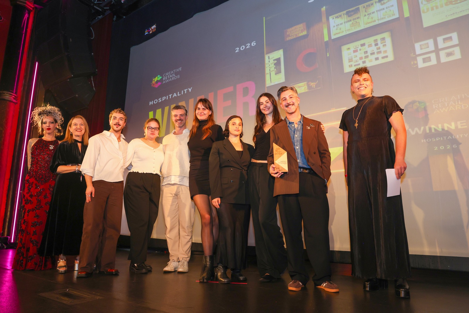 Hospitality winners on stage