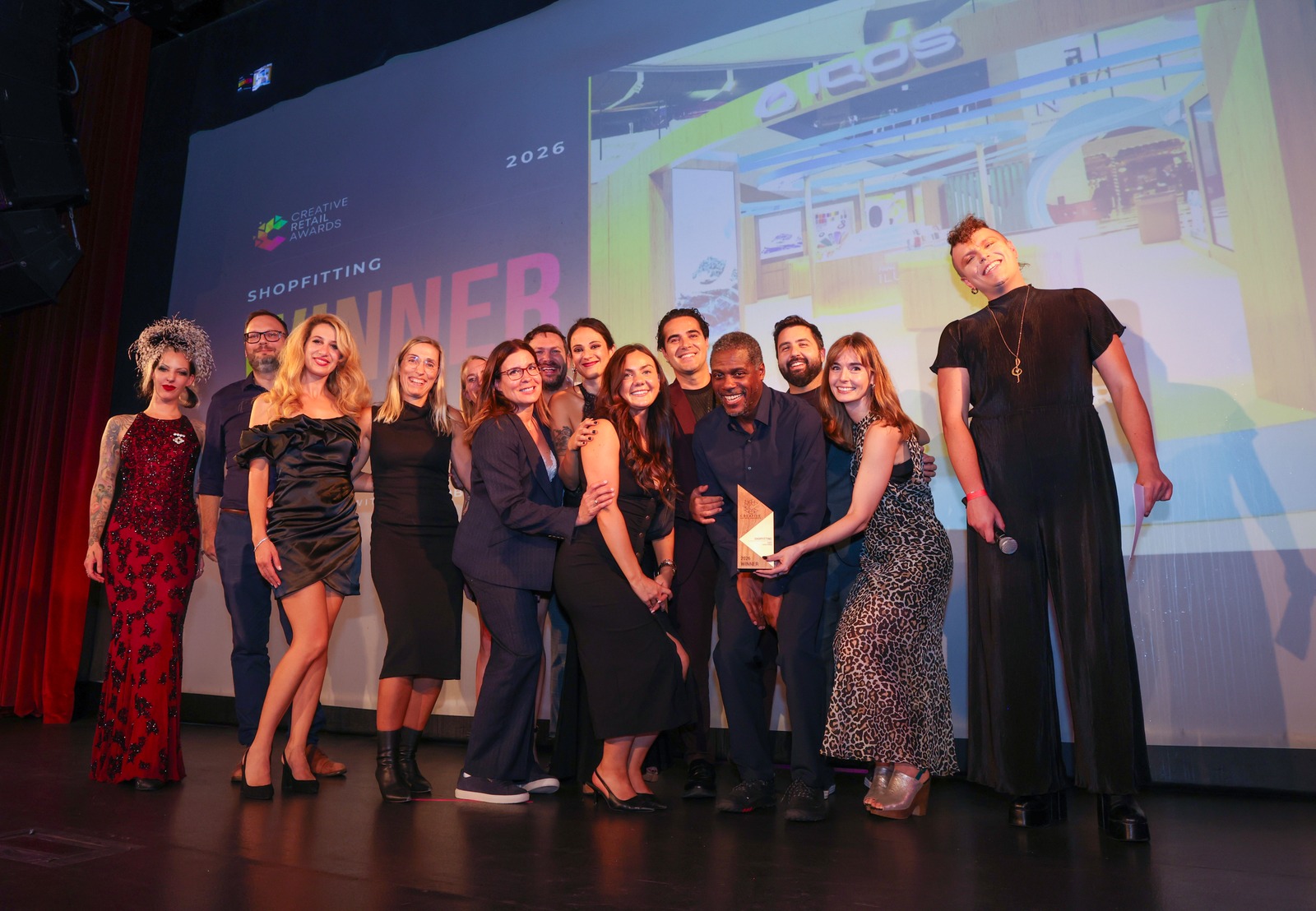 Shopfitting winners on stage