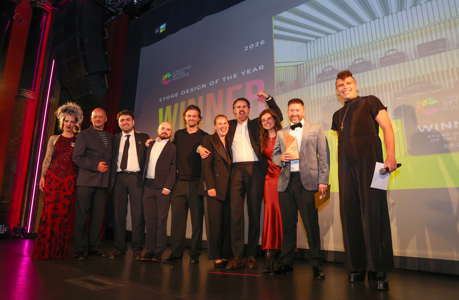 The Dr. Martens team with the Store Design of the Year award