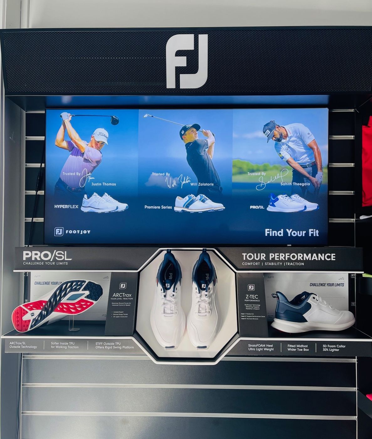 The Footjoy Pro XL launch display