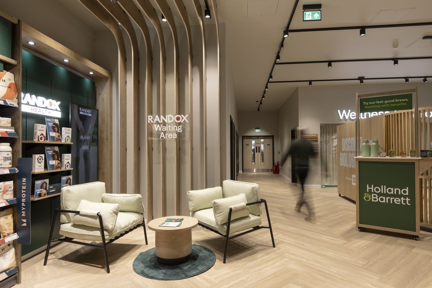 The lounge at the Holland & Barrett Experience Store, Cardiff